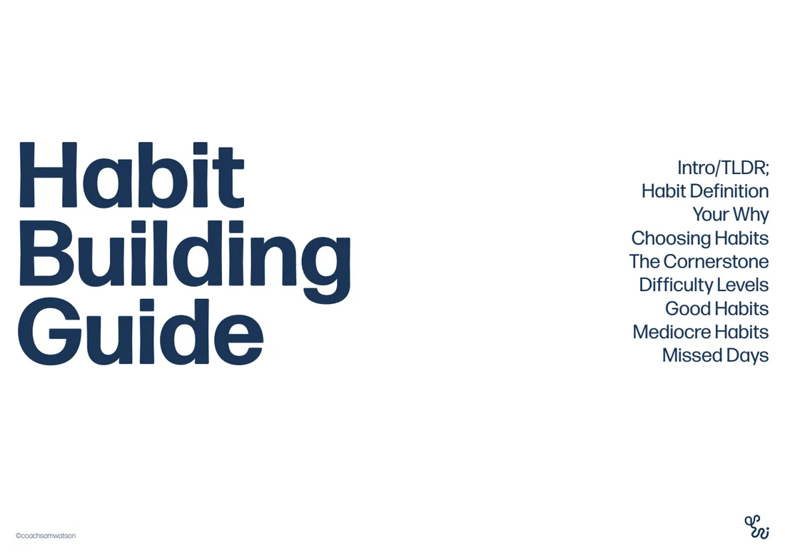 The guide's first page: Habit Building Guide, and its contents